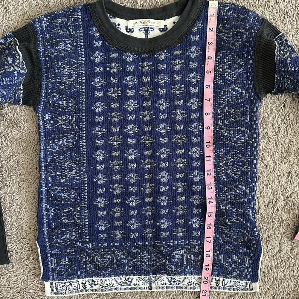 Free People Damen Thermo Pullover Pulli blau Mixed Print - Picture 6 of 13
